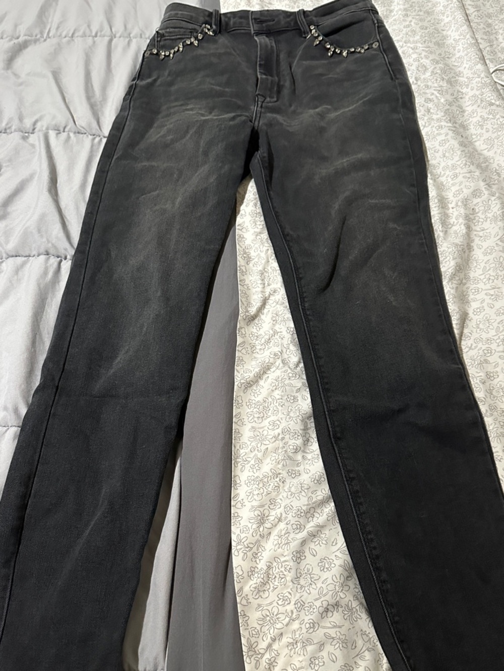 Women’s Black High-Rise Straight Jeans with sparkle Accent